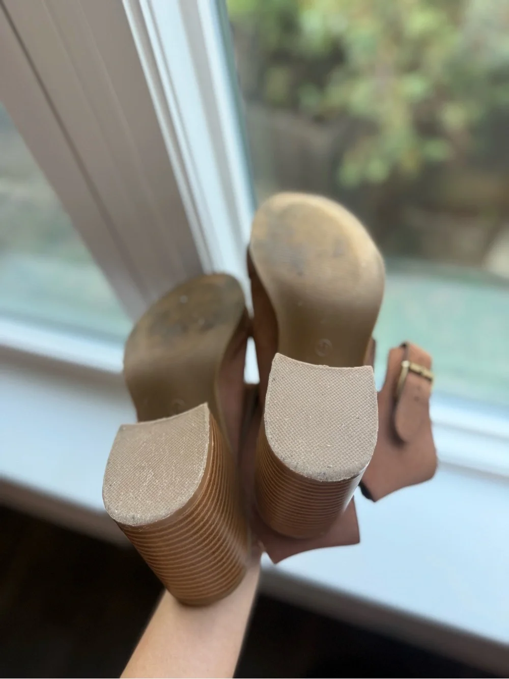 Maurices Three-Buckle Suede Block Heel Sandals - Tan